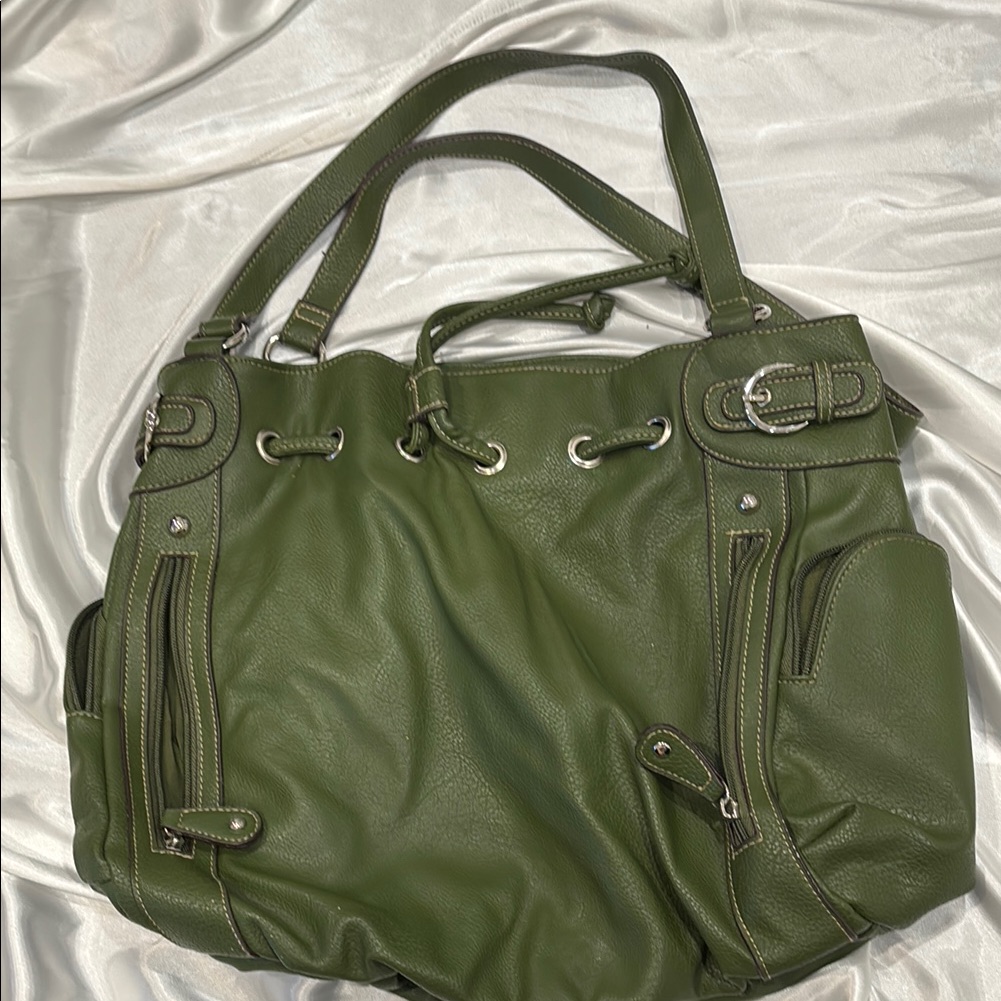 Green Leather Tote Bag
